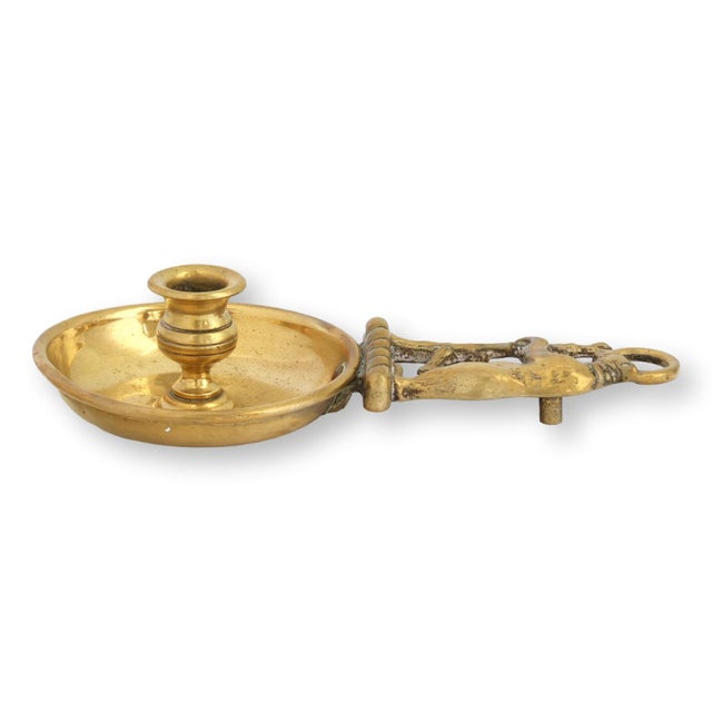 Victorian Antique Brass Bear Chamberstick Candleholder For Sale - Image 3 of 5