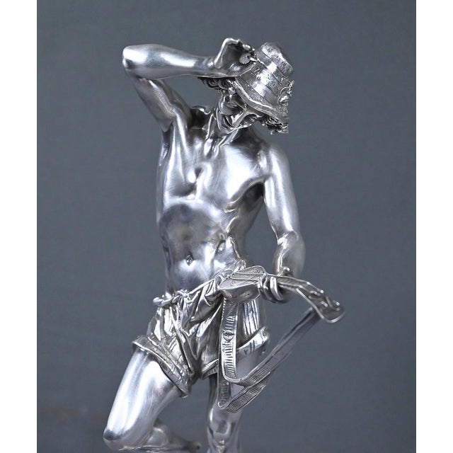A. Carrier, The Neapolitan Mandolin Player, Late 19th Century, Silvered Bronze For Sale - Image 6 of 18