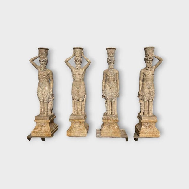 Travertine Marble Garden Sculptures Fauns, Italy, 1970s For Sale - Image 4 of 5