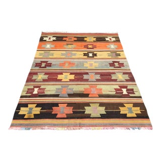 Vintage Turkish Kilim Rug - 71" X 92.5" For Sale