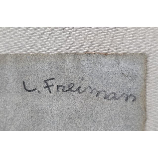 Realism Early 20th Century Signed Modernist Drawing of Women Sewing, L. Freimann For Sale - Image 3 of 3
