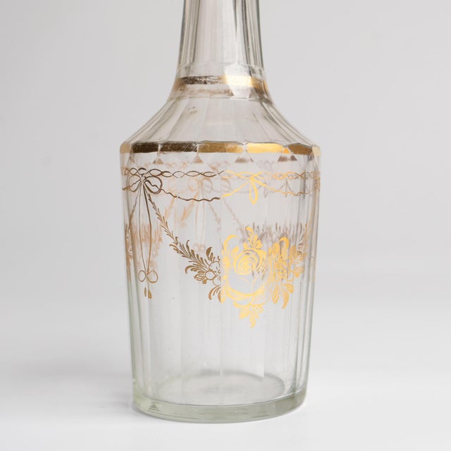 Late 18th Century Antique French Louis XVI Gilded Crystal Decanter With Heart Stopper For Sale - Image 5 of 14