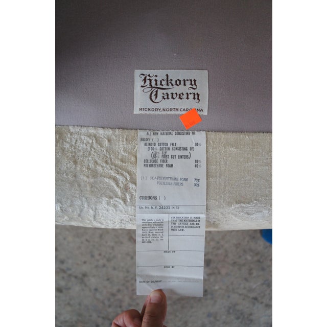 Mid 20th Century Hickory Tavern Mid Century Velvet Barrel Back Tufted Lounge Arm Chair For Sale - Image 11 of 13