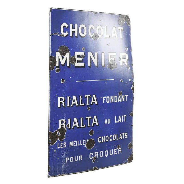 Menier chocolate enameled sheet plate. This piece is designed in the style of the selected designer and/or manufacturer