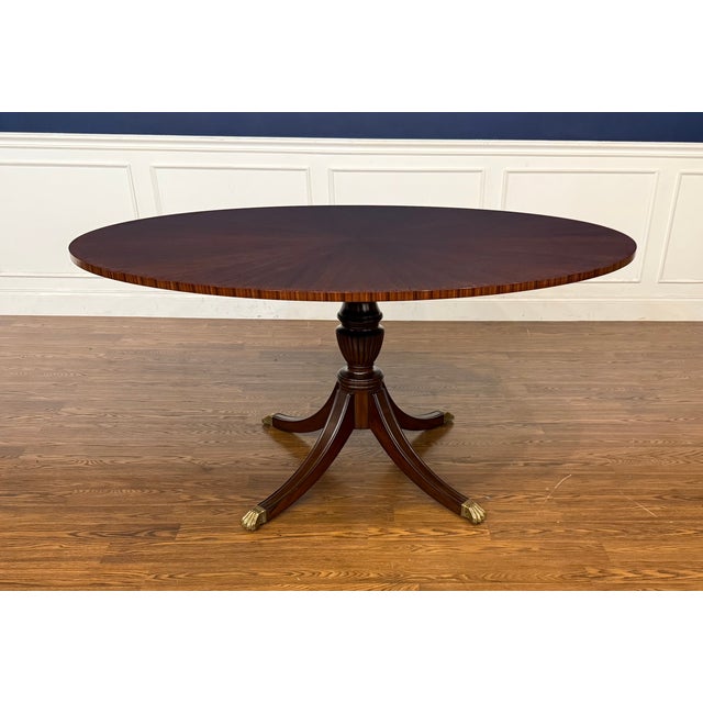 Wood Oval Walnut Dining/Breakfast/Foyer/Game Table by Leighton Hall - Showroom Sample For Sale - Image 7 of 8