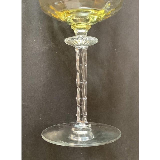 1930s Tiffin Glass Company Hand Blown Wine Goblets and Champane Glasses- 16 Pieces For Sale - Image 4 of 6