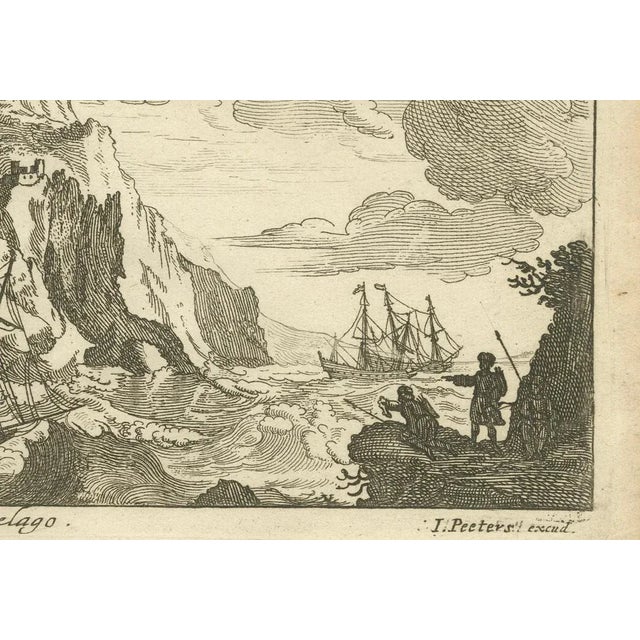 Peeters, Fortified Island in the Aegean Archipelago with Ships at Sea, 1680, Print For Sale - Image 4 of 7