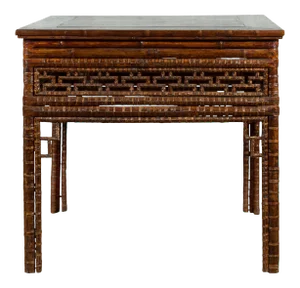 Chinese Qing Dynasty Period 19th Century Bamboo Hall Table with Fretwork Motifs