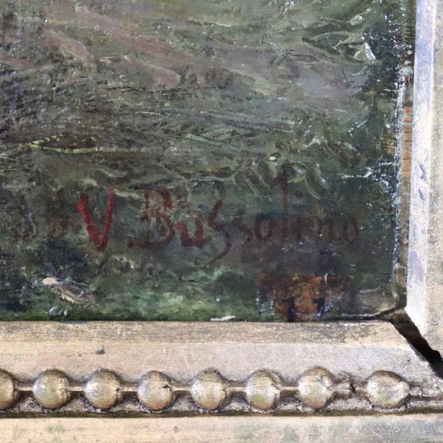 V. Bussolino, Landscape with Flock, Oil Painting on Board, 19th Century, Framed For Sale - Image 4 of 13