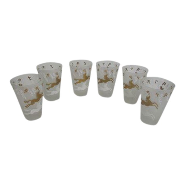 Vintage Libbey Cavalcade Frosted Glasses- Set of 6 For Sale