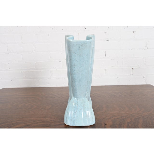 Vintage Art Deco Glazed Ceramic American Art Pottery Gladiola Vase by Brush McCoy For Sale - Image 9 of 12