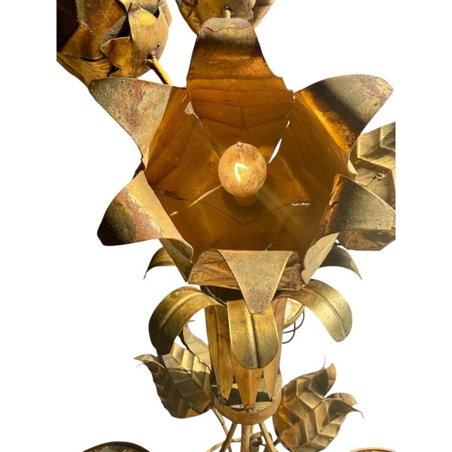 1960s Hollywood Regency Style - Glamorous, Gorgeous, Golden Lotus Floor Lamp For Sale In Nashville - Image 6 of 12