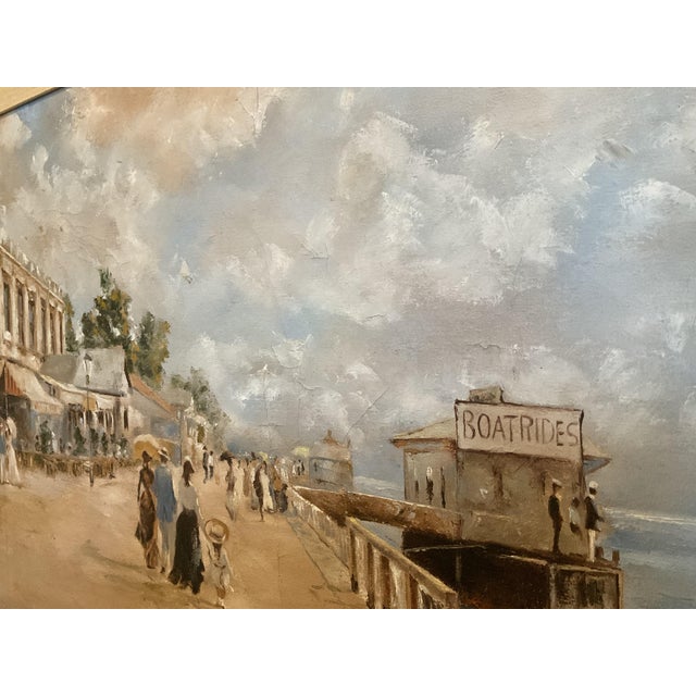 Vintage Oil on Canvas Painting of a Waterfront Landscape - Framed For Sale In Palm Springs - Image 6 of 10