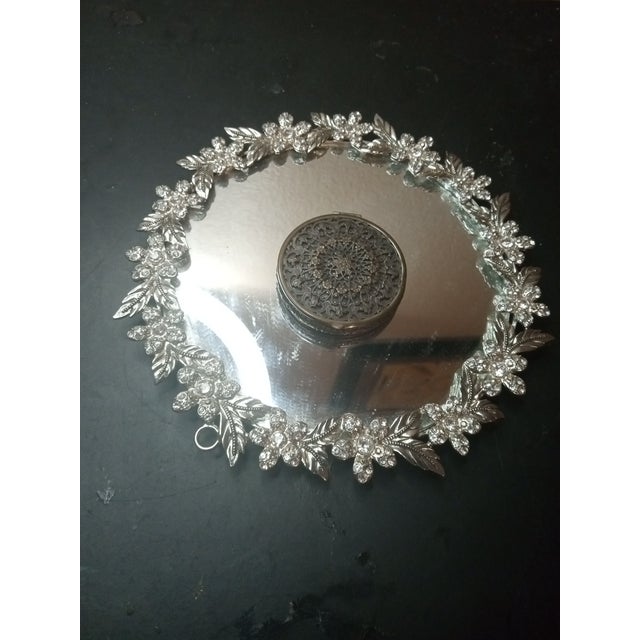 1930s 1930 Evans Sterling Silver Ornate Filigree Powder Compact Case For Sale - Image 5 of 8