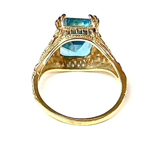 Blue Topaz 14k Yellow Gold Ring For Sale - Image 4 of 6