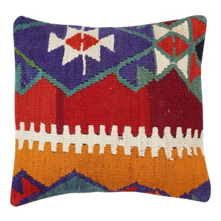 20"x20" Handwoven Kilim Cushion Cover. Accent Pillow. Vintage Throw Pillow Cover For Sale