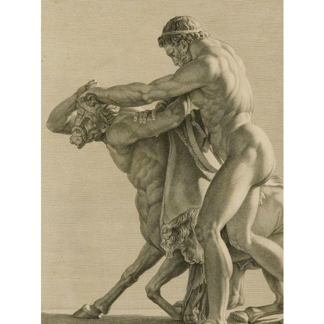 Neoclassical Neoclassical Engraving of Hercules Fighting, France Circa 1790 For Sale - Image 3 of 6