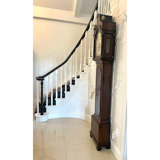 Fine antique george lll all original longcase clock signed charles shuckburgh of london having a brass arched dial,...