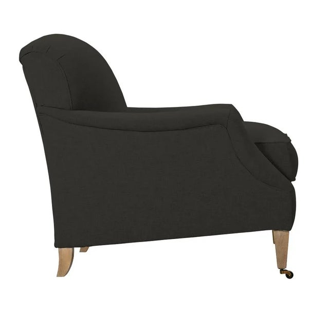 Alcott Chair, Charcoal Linen For Sale - Image 4 of 12