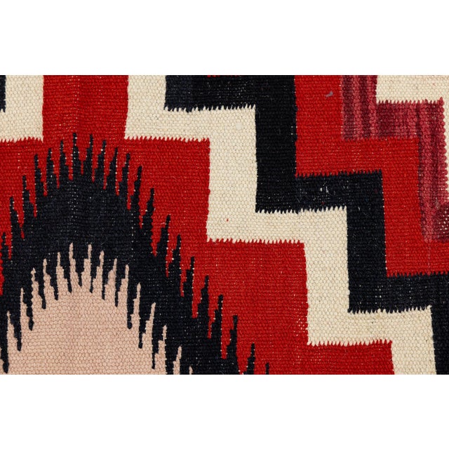 Modern Navajo Style Wool Rug – Crimson & Violet Graphic Diamond Motif 9x12 For Sale In New York - Image 6 of 12