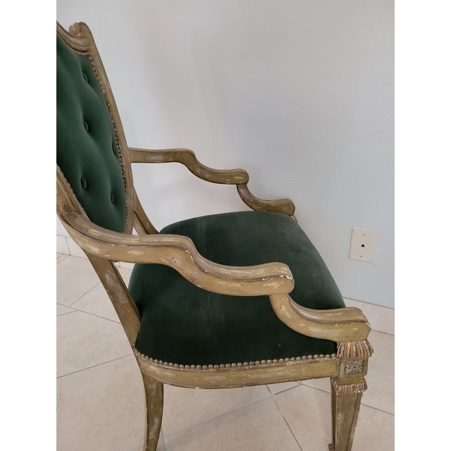 Green Mid 20th Century Vintage Green Velvet Chair For Sale - Image 8 of 8