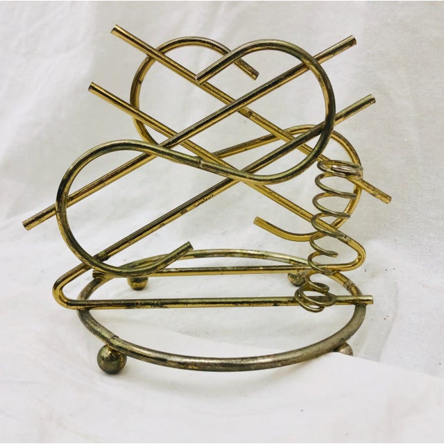 Mid-Century Modern Vintage Gold Brass Bill Holder For Sale - Image 3 of 7