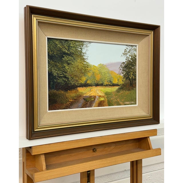Sunlit Country Path, Lush Greenery, Autumn Tones, Serene Countryside Landscape 1991 For Sale - Image 12 of 18
