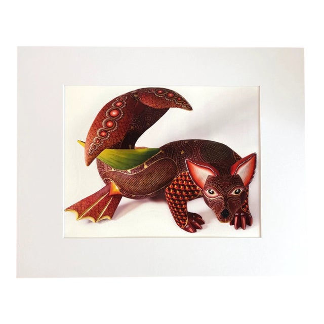 Coyote Fish: Ltd Edition Print of Oaxacan Alebrije Wood Carving in 16x20 Mat For Sale