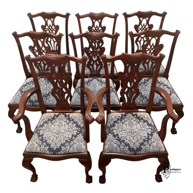 American Vintage Wellington Hall Chippendale Style Mahogany Dining Chairs - Set of 8 For Sale - Image 3 of 10