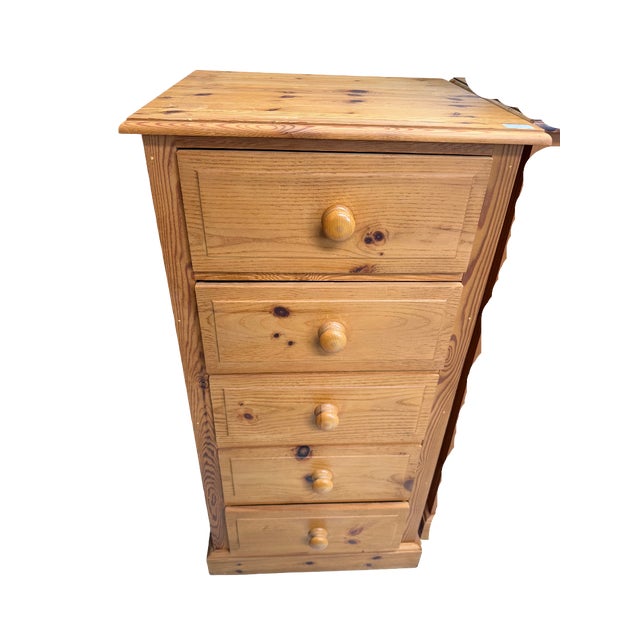 Beige Narrow Pine Chest of Drawers For Sale - Image 8 of 8