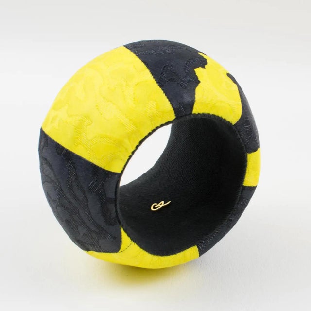 Christian Lacroix Runway Bracelet Bangle Yellow and Black Fabric For Sale - Image 9 of 16