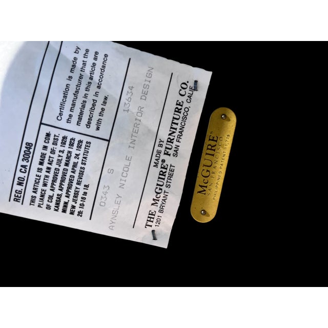 Wood Mid 20th Century McGuire Modern Boho Chic Bamboo & Rattan Target Back Counter Bar Stool For Sale - Image 7 of 8