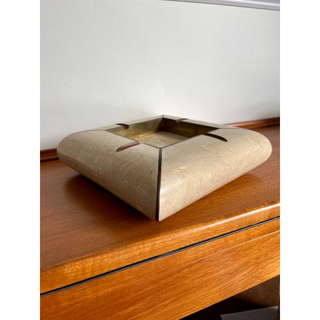 1970s Vintage Maitland-Smith Tessellated Stone & Brass Ashtray, Karl Springer Style For Sale - Image 5 of 9