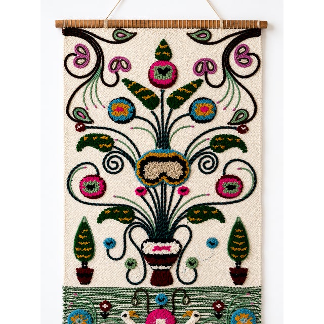 Large Mid-Century Scandinavian Studio Textile Wall Hanging Tufted Wool Tapestry, 1970s For Sale - Image 6 of 13