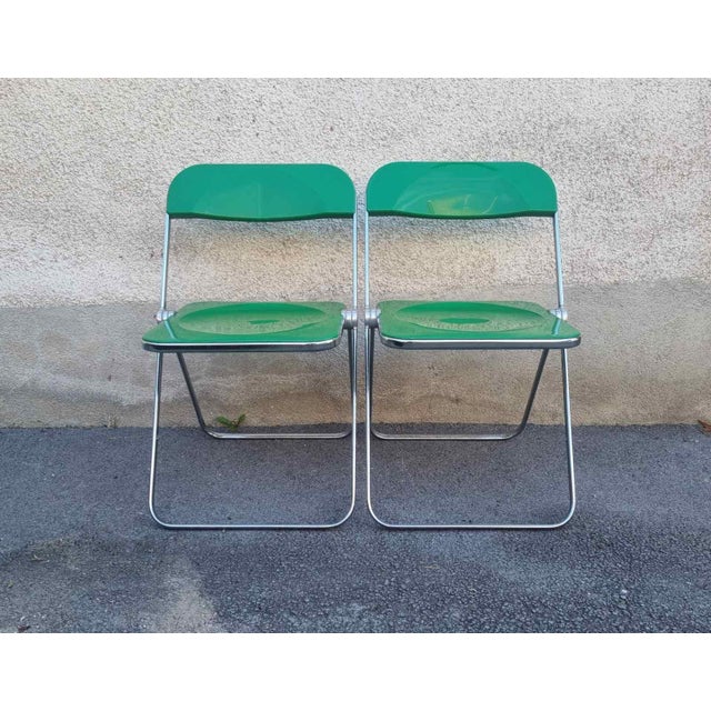 1960s Mid-Century Modern Folding Plia Chairs by Giancarlo Piretti for Anonima Castelli, Italy, 1970s, Set of 2 For Sale - Image 5 of 13