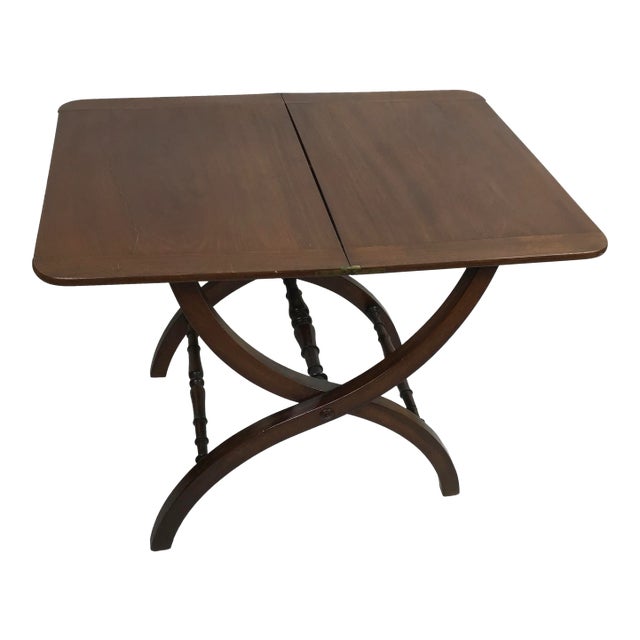 Vintage Neo Classical Mahogany Folding Portable Bar Table For Sale