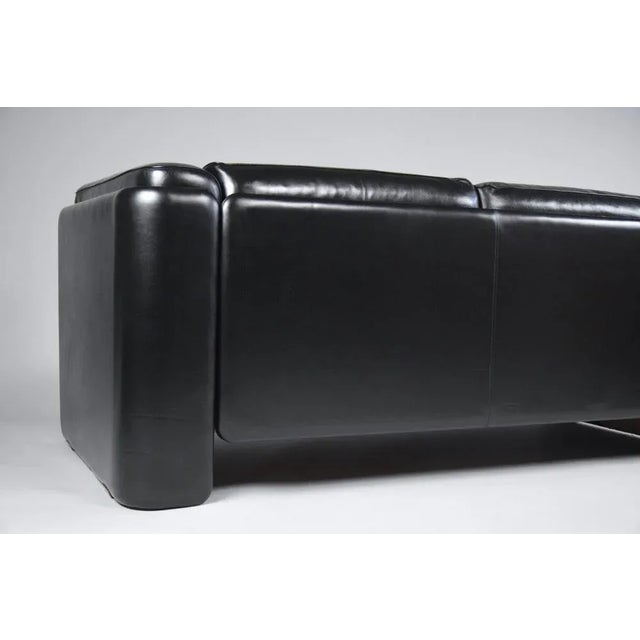 Postmodern Italian Black Leather Sofa by Tito Agnoli for Poltrona Frau, 1994 For Sale - Image 3 of 12