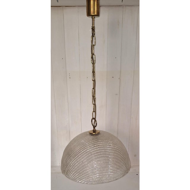 Vintage Ceiling Lamp with Ribbed Ice Glass Shade from Sische-Leuchten, 1982 For Sale - Image 4 of 9