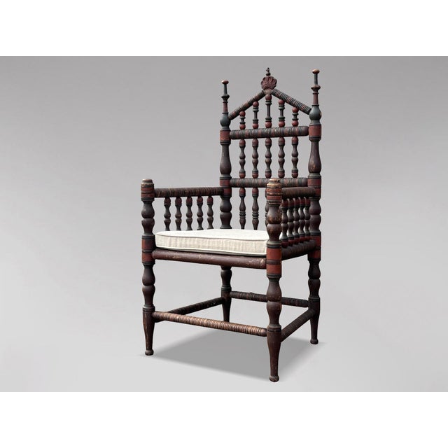 Antique Swedish Bobbin Country Throne Armchair, 1800 For Sale - Image 15 of 15