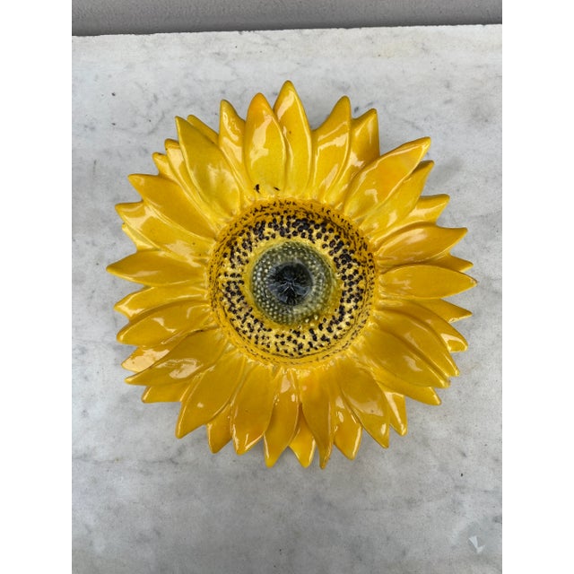 Ceramic Rare Majolica Pink Sunflower Wall Pocket Delphin Massier, Circa 1880 For Sale - Image 7 of 7