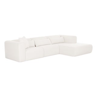 Tarra Cream Chenille Modular RAF Sectional For Sale