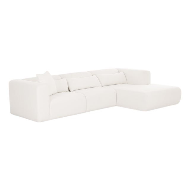 Tarra Cream Chenille Modular RAF Sectional For Sale