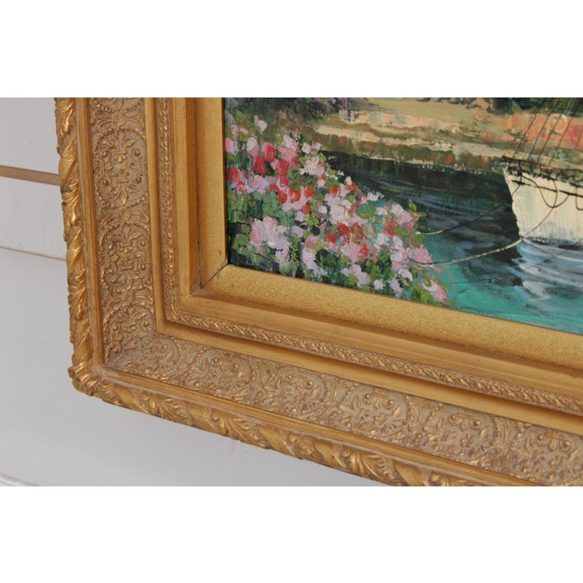 Framed Oil Painting on Canvas Harbour Scene Artist Signed For Sale In Philadelphia - Image 6 of 18