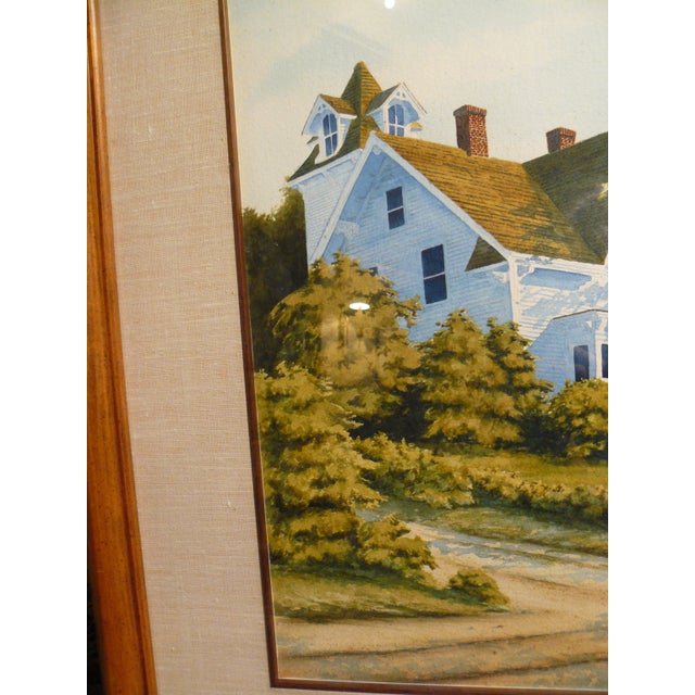 1980s Late 20th Century House Portrait Watercolor Painting by Stephen Sebastian, Framed For Sale - Image 5 of 13