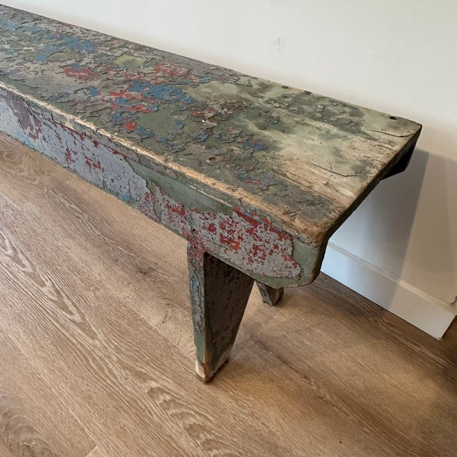 Early 1900s Pennsylvania Hallway School Bench For Sale - Image 9 of 9