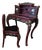 Early 20th Century Japanese Red Lacquer Kamakura-Bori Writing Desk and Chair Set Beautiful Floral Motif For Sale