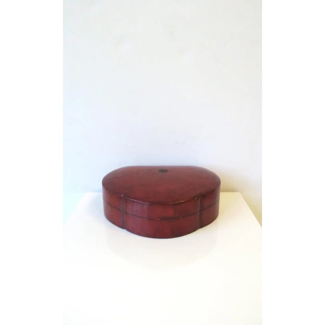 Textile Italian Leather Jewelry Box With Scalloped Design For Sale - Image 7 of 13