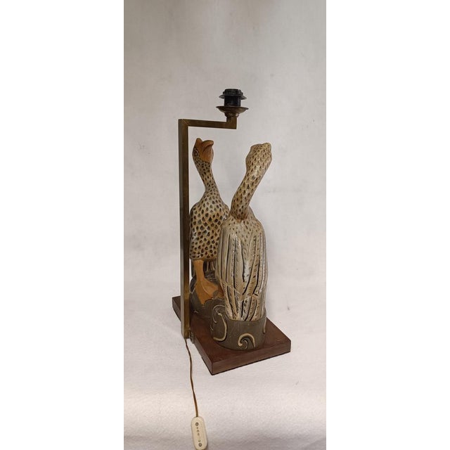 1960s Sculptural Table Lamp with Couple of Birds in Polychrome Wood, 1960s For Sale - Image 5 of 18