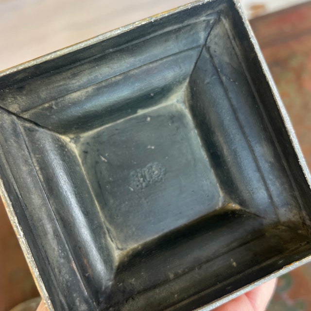 Metal Antique Early 19the Century Dutch Tole Covered Urn With Ochre in Painted Design For Sale - Image 7 of 9