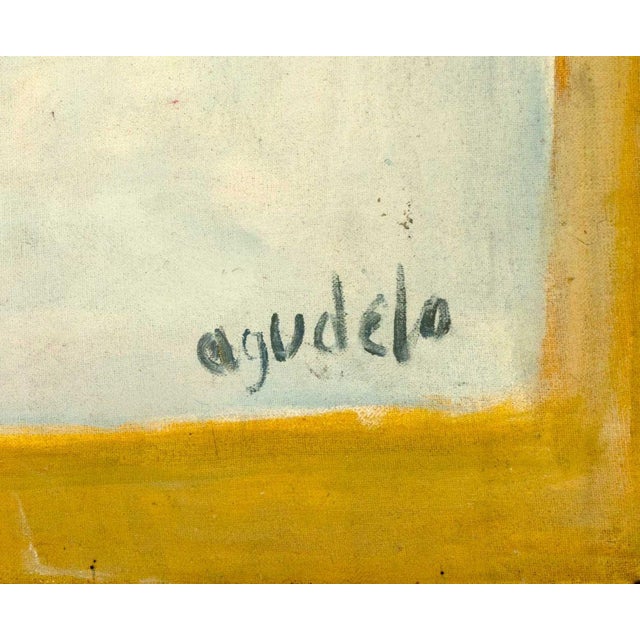 Textile Agudelo Geometric Abstraction Oil on Canvas For Sale - Image 7 of 8